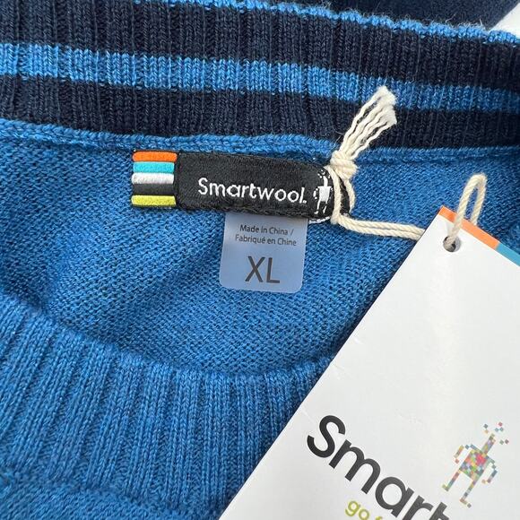 Smartwool Sparwood Mountain Crew Sweater Long Sleeves Merino Wool Blue - Picture 3 of 6